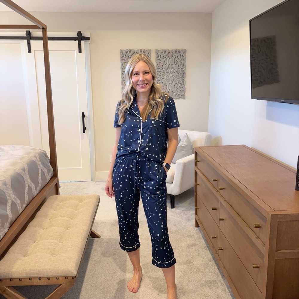 Women's Navy Star Print Pajamas • Small